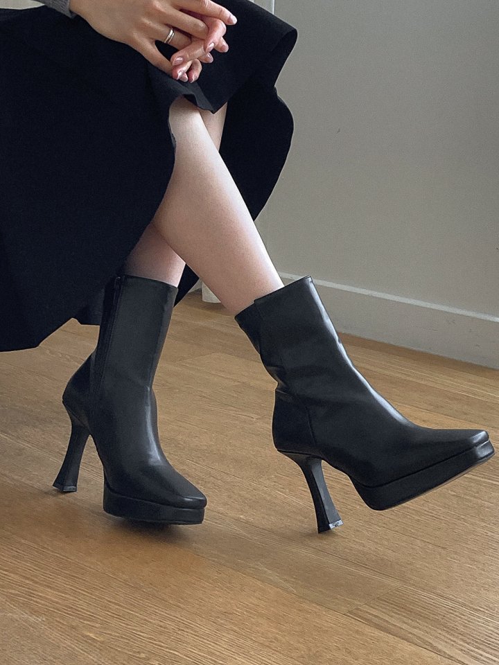 Vade - Korean Women Fashion - #womensfashion - Walker Heel Span Ankle Boots - 11