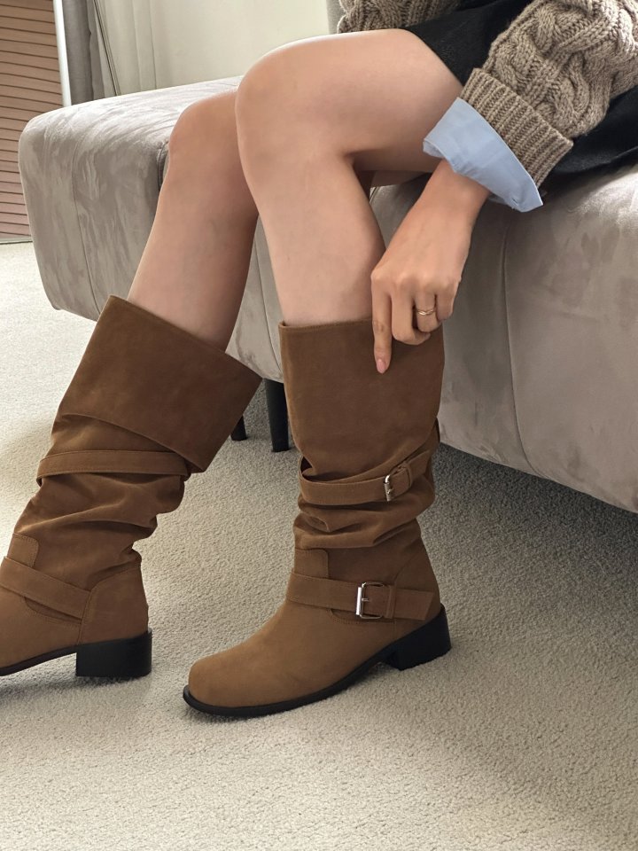 Vade - Korean Women Fashion - #womensfashion - Buckle Velcro Rider Biker Half Boots - 5