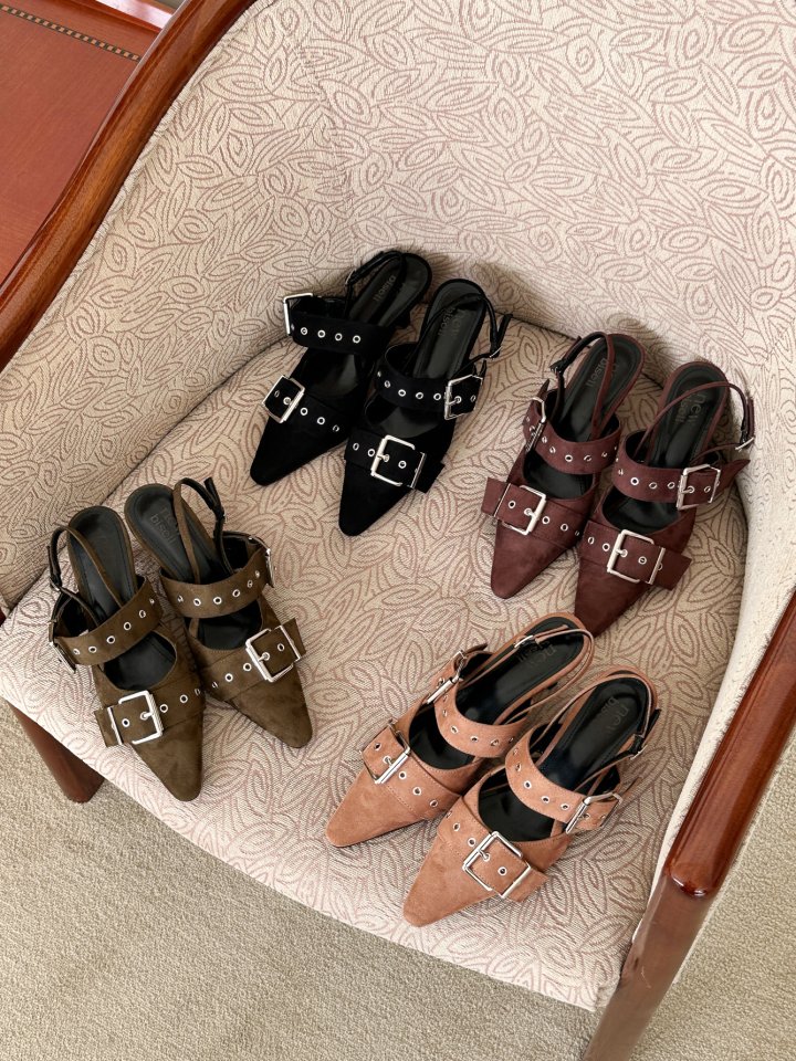 Vade - Korean Women Fashion - #womensfashion - Stiletto Velcro Buckle Strap Slingbacks