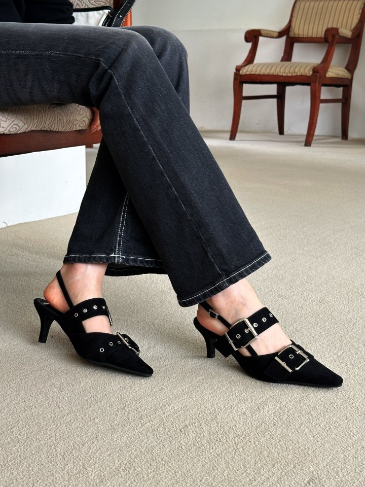 Vade - Korean Women Fashion - #womensfashion - Stiletto Velcro Buckle Strap Slingbacks - 7