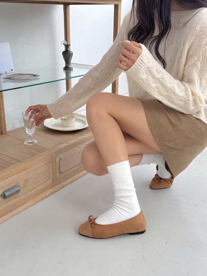 Vade - Korean Women Fashion - #womensfashion - Ribbon Square Basic Flats - 8