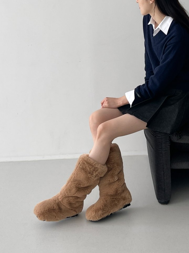 Vade - Korean Women Fashion - #womensfashion - Mid Half Air Suede Police Boots - 5
