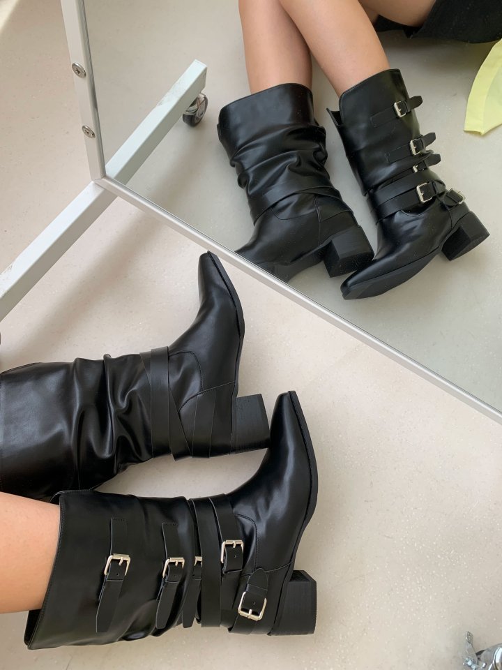 Vade - Korean Women Fashion - #womensfashion - Half Mid Ankle Stiletto Boots - 8