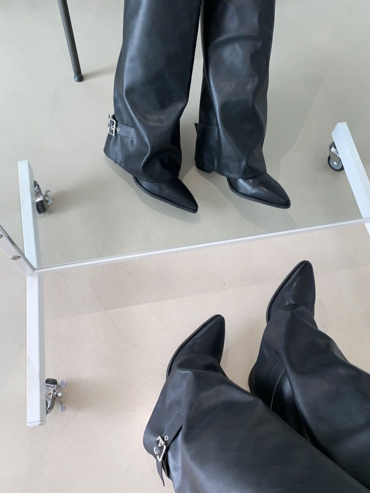 Vade - Korean Women Fashion - #womensfashion - Stiletto Strap Buckle Half Boots - 11