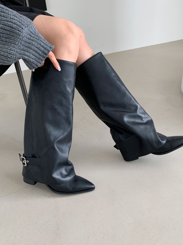 Vade - Korean Women Fashion - #womensfashion - Stiletto Strap Buckle Half Boots - 7