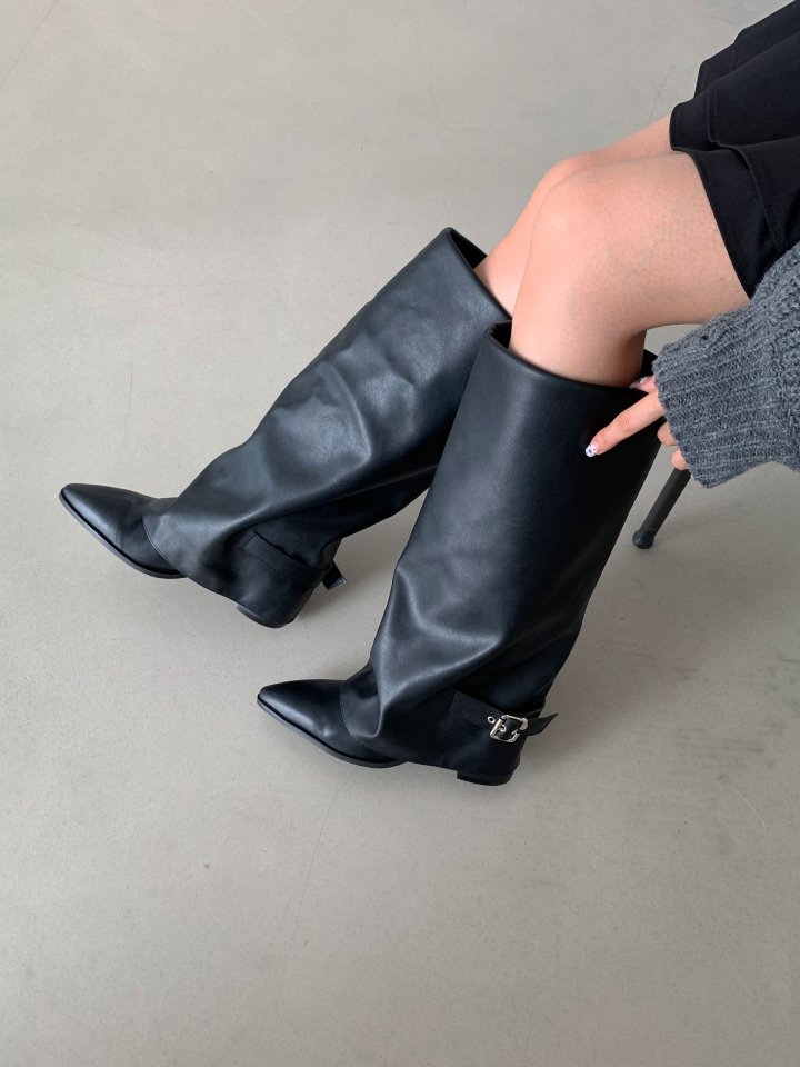 Vade - Korean Women Fashion - #womensfashion - Stiletto Strap Buckle Half Boots - 9
