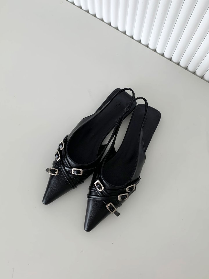 Vade - Korean Women Fashion - #womensfashion - Stiletto Buckle Strap Low Heel
