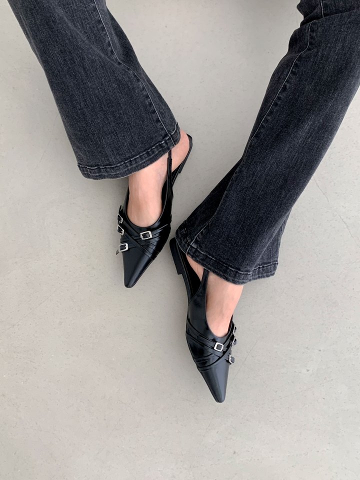Vade - Korean Women Fashion - #womensfashion - Stiletto Buckle Strap Low Heel - 11