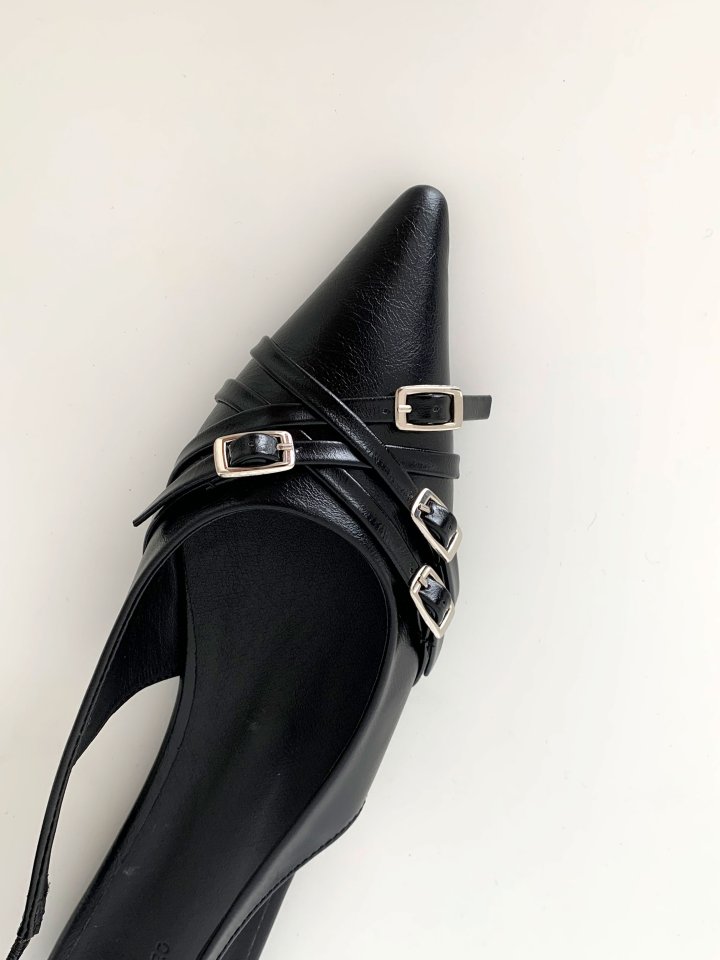 Vade - Korean Women Fashion - #womensfashion - Stiletto Buckle Strap Low Heel - 3