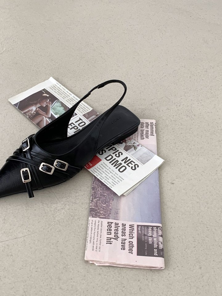Vade - Korean Women Fashion - #womensfashion - Stiletto Buckle Strap Low Heel - 5