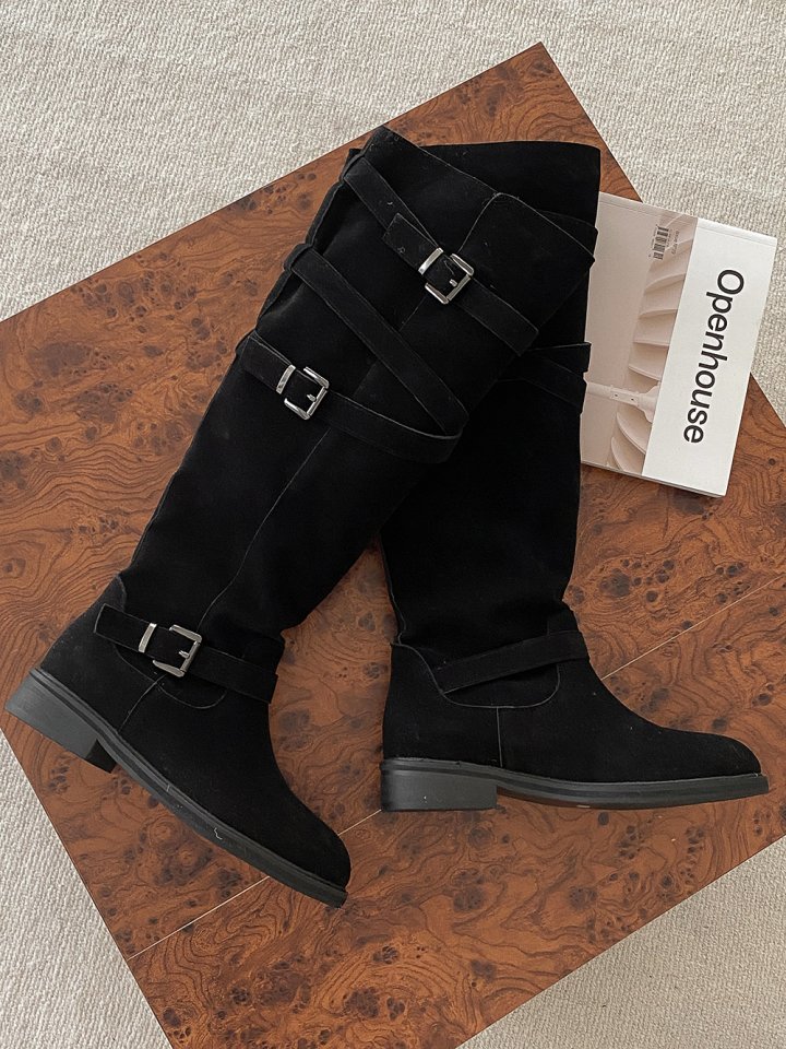 Vade - Korean Women Fashion - #womensfashion - Suede Buckle Velcro Strap Boots - 6