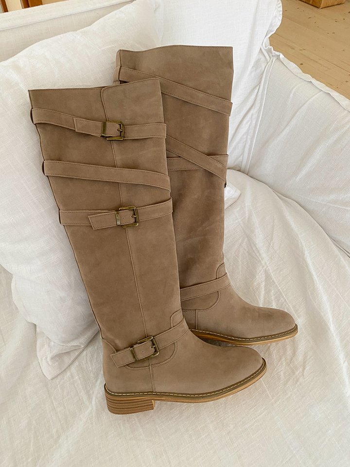 Vade - Korean Women Fashion - #womensfashion - Suede Buckle Velcro Strap Boots - 8