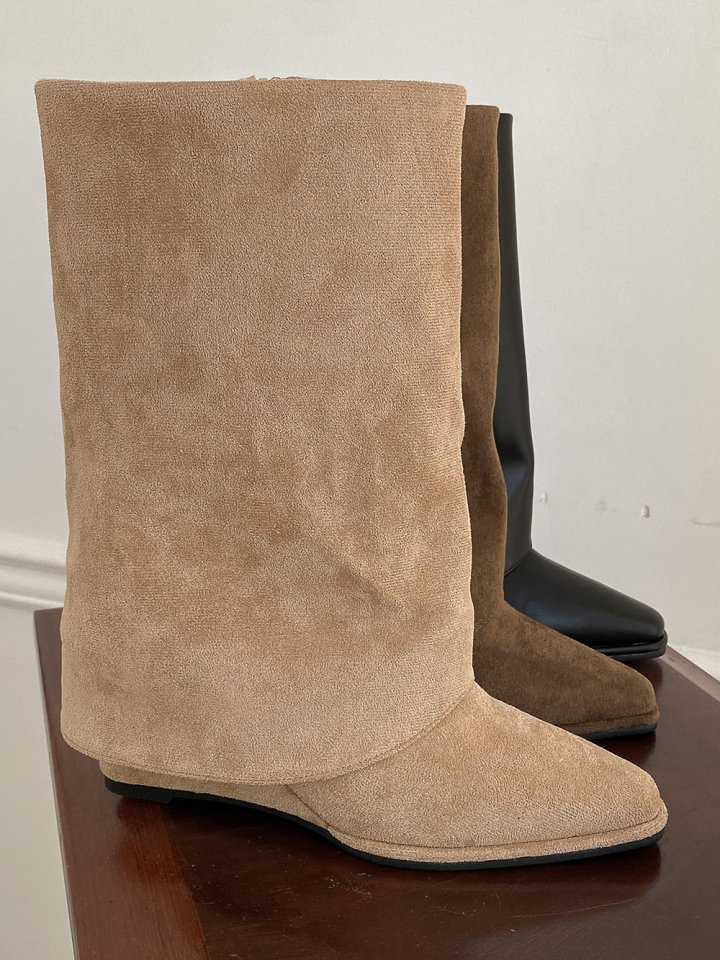 Vade - Korean Women Fashion - #womensfashion - Suede Slim Round Boots - 5