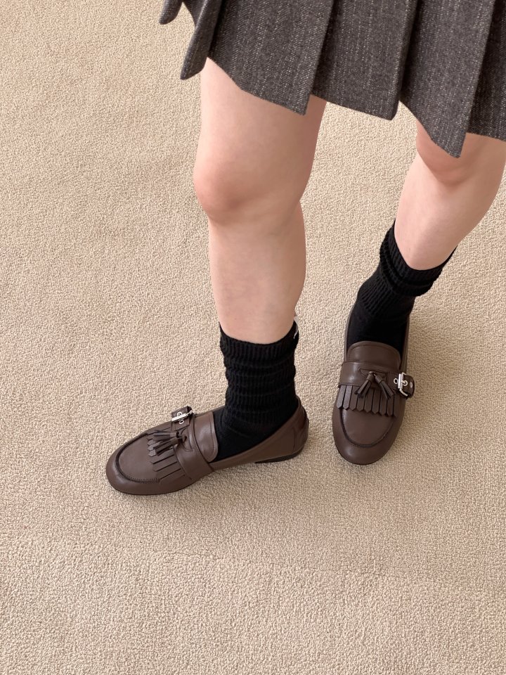Vade - Korean Women Fashion - #womensfashion - Buckle Tassel Loafers - 3