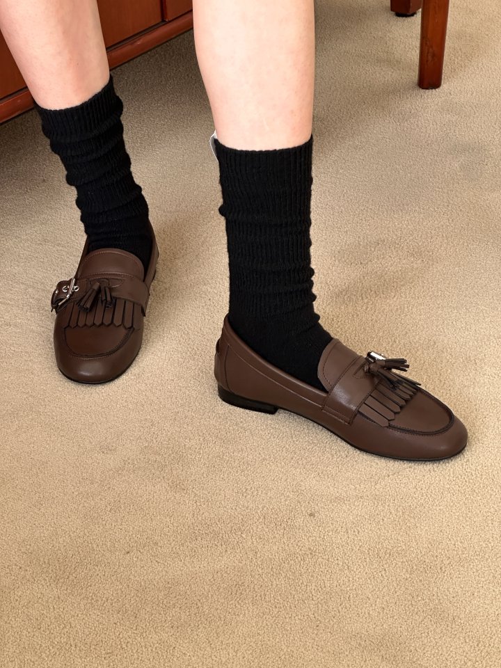 Vade - Korean Women Fashion - #womensfashion - Buckle Tassel Loafers - 7