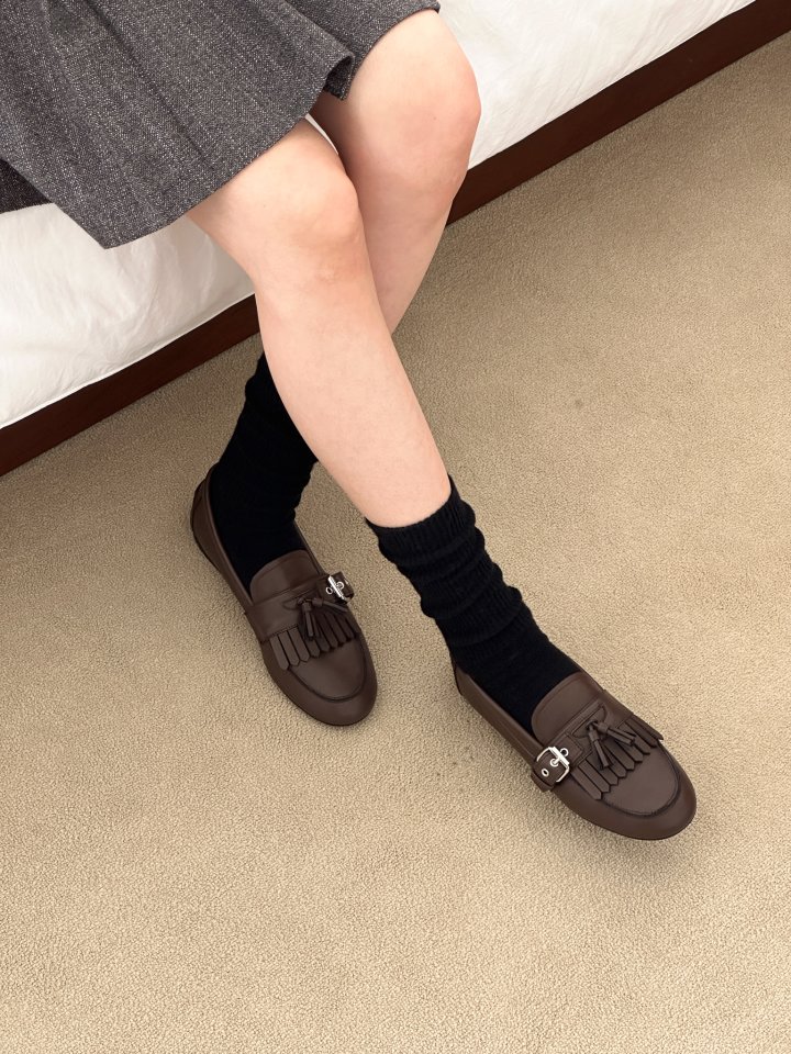 Vade - Korean Women Fashion - #womensfashion - Buckle Tassel Loafers - 9
