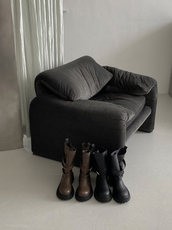 Vade - Korean Women Fashion - #womensfashion - Strap Buckle Mid Half Walker Boots - 11