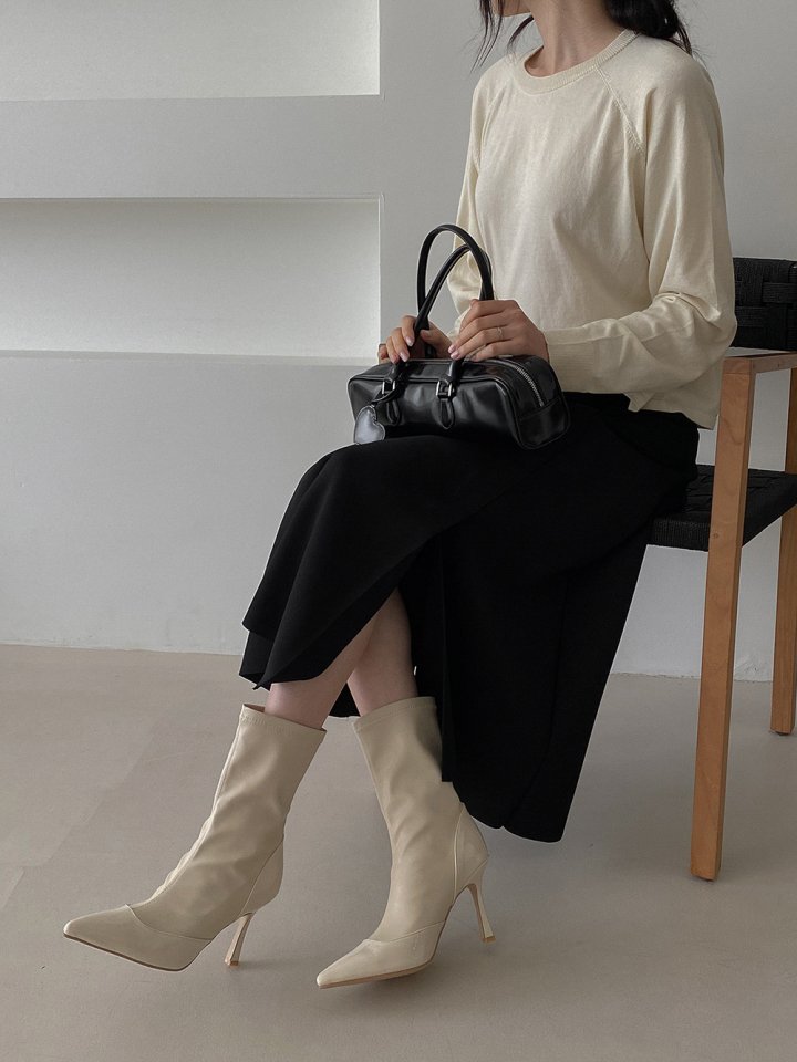 Vade - Korean Women Fashion - #womensfashion - Stiletto Stretch Ankle Heel Boots - 7