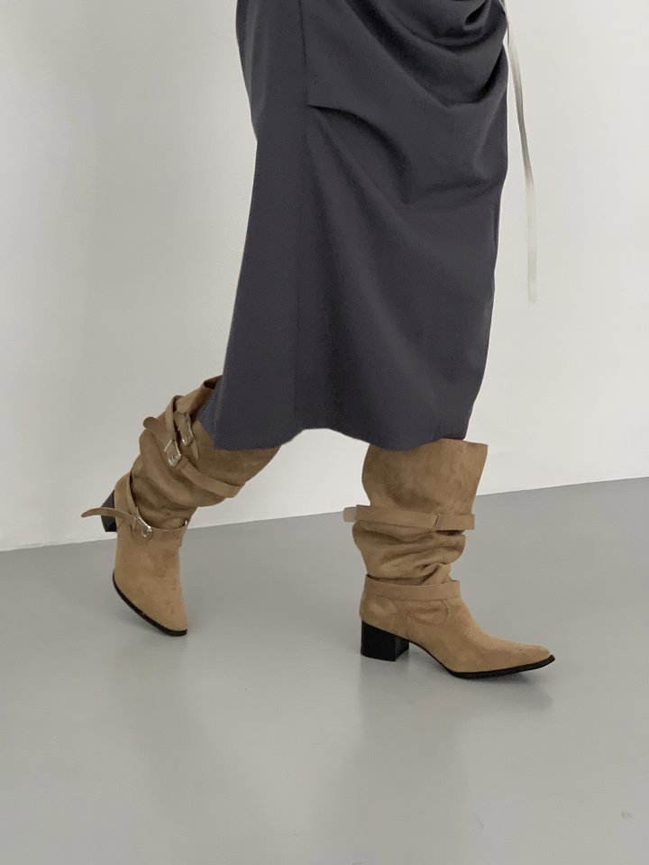 Vade - Korean Women Fashion - #womensfashion - Half Western Stiletto Buckle Mid Boots - 7