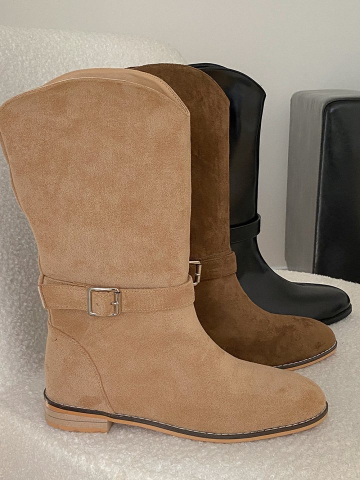 Vade - Korean Women Fashion - #womensfashion - Western Mid Low Heel Half Boots - 10