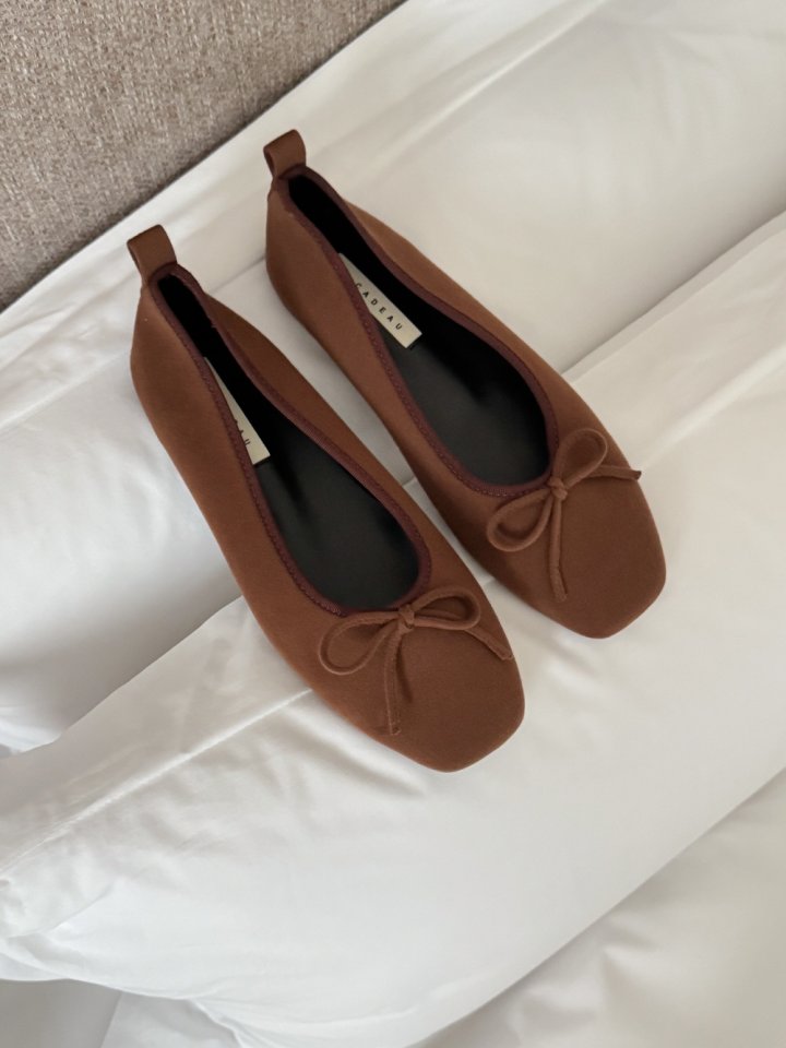 Vade - Korean Women Fashion - #womensfashion - Square Low Heel Ribbon Flats - 7