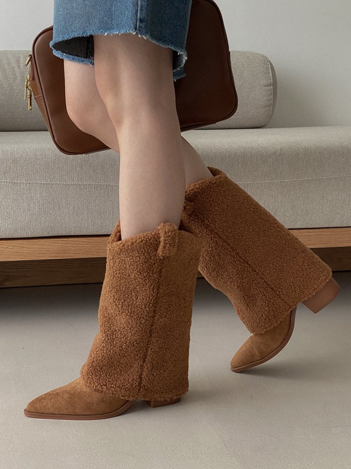 Vade - Korean Women Fashion - #womensfashion - V-Cut Half Mid Boots - 12