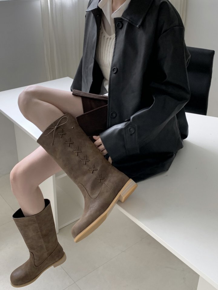 Vade - Korean Women Fashion - #womensfashion - Knot Point Mid Half Boots