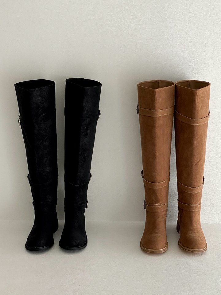 Vade - Korean Women Fashion - #womensfashion - Suede Buckle Long Boots - 12