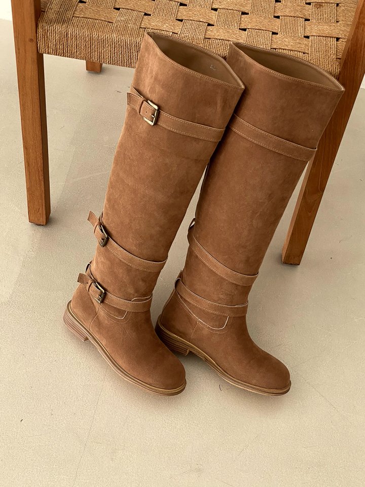 Vade - Korean Women Fashion - #womensfashion - Suede Buckle Long Boots - 8