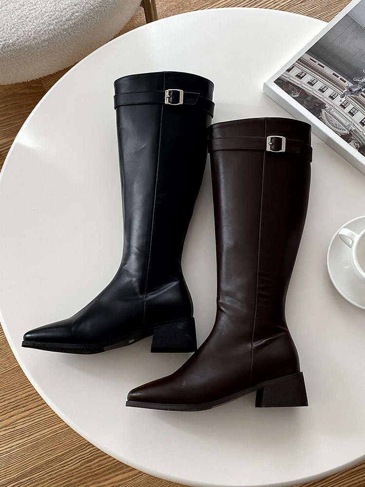 Vade - Korean Women Fashion - #womensfashion - Buckle Mid Half Boots - 12