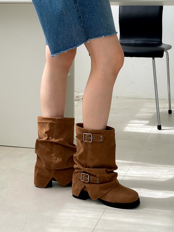 Vade - Korean Women Fashion - #womensfashion - Basic Buckle Boots - 3