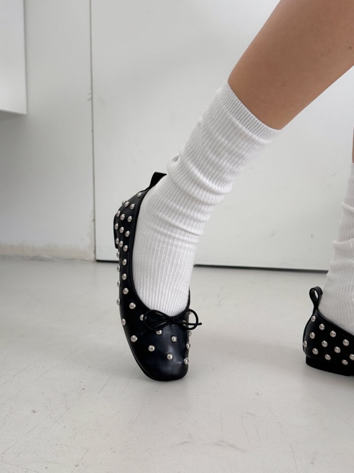 Vade - Korean Women Fashion - #womensfashion - Studded Dot Flats - 11