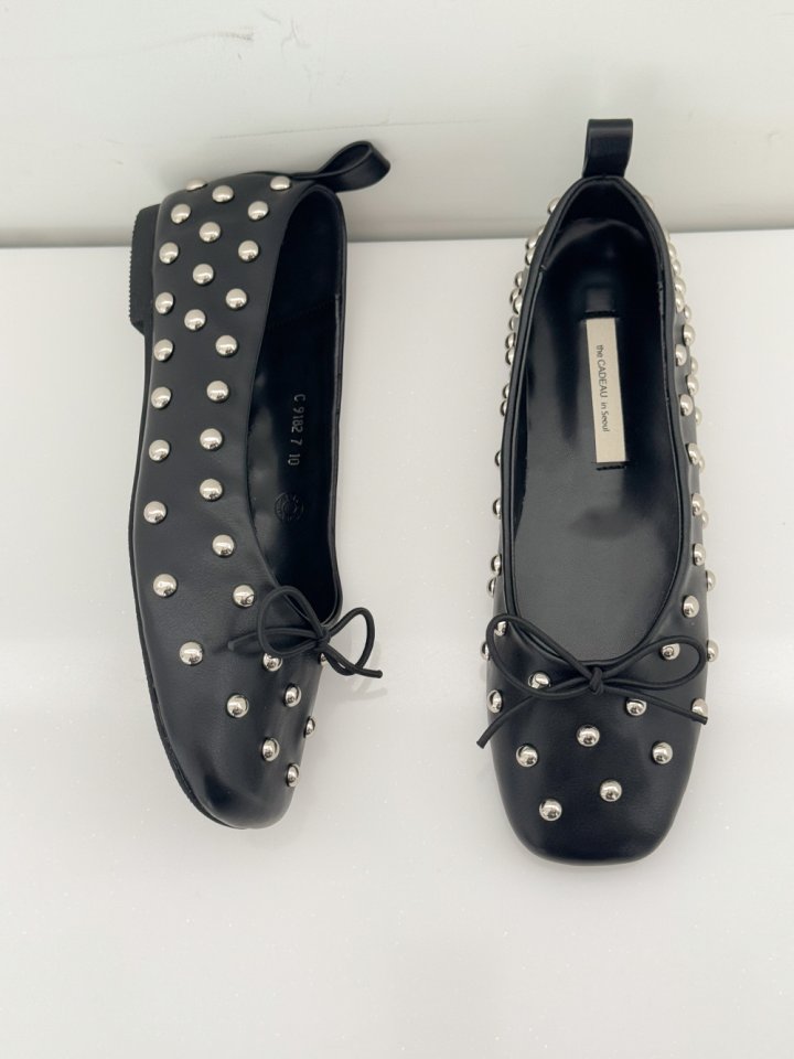 Vade - Korean Women Fashion - #womensfashion - Studded Dot Flats - 9