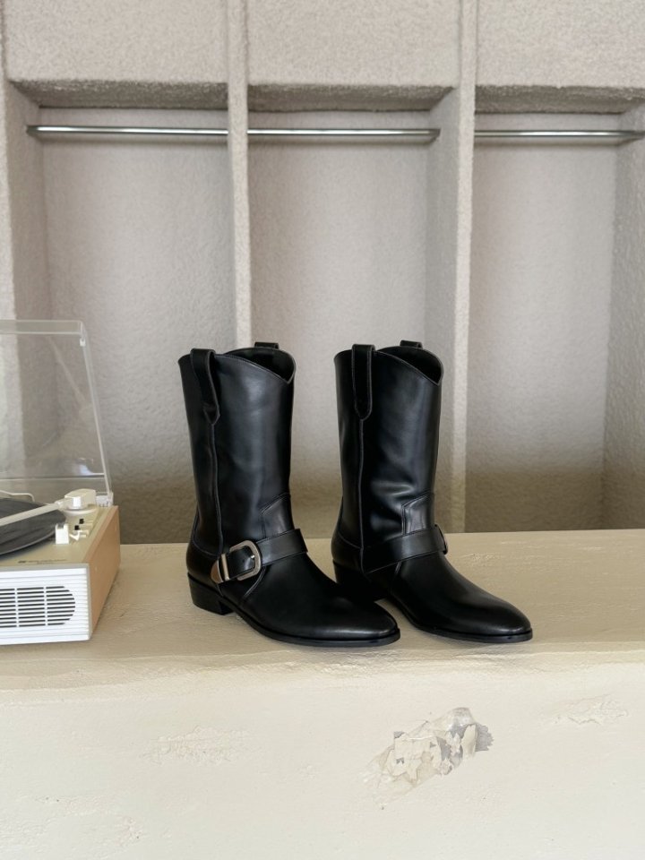 Vade - Korean Women Fashion - #womensfashion - Buckle Rider Boots - 7