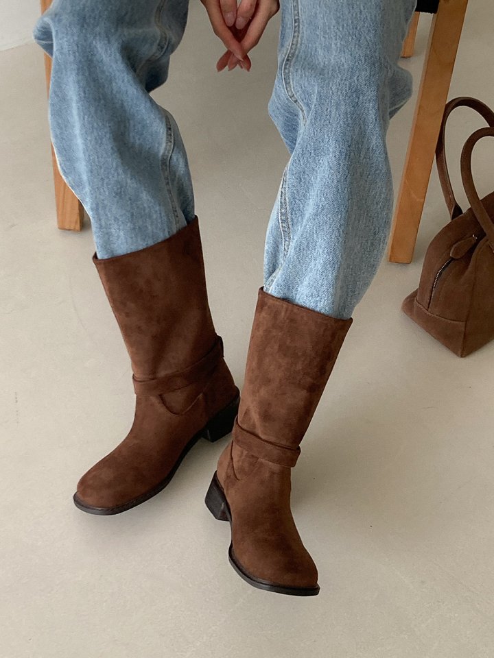 Vade - Korean Women Fashion - #womensfashion - Buckle Strap Mid Half Boots - 11