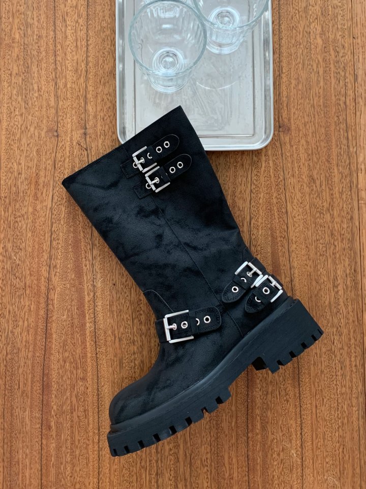 Vade - Korean Women Fashion - #womensfashion - Rider Buckle Half Boots - 10