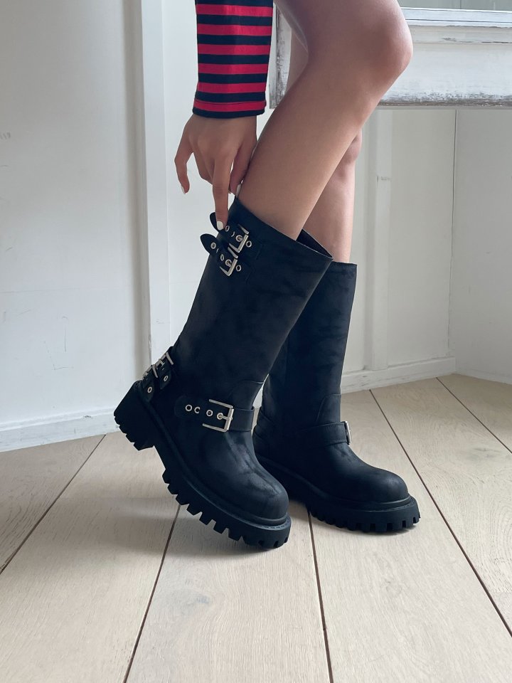 Vade - Korean Women Fashion - #womensfashion - Rider Buckle Half Boots - 12