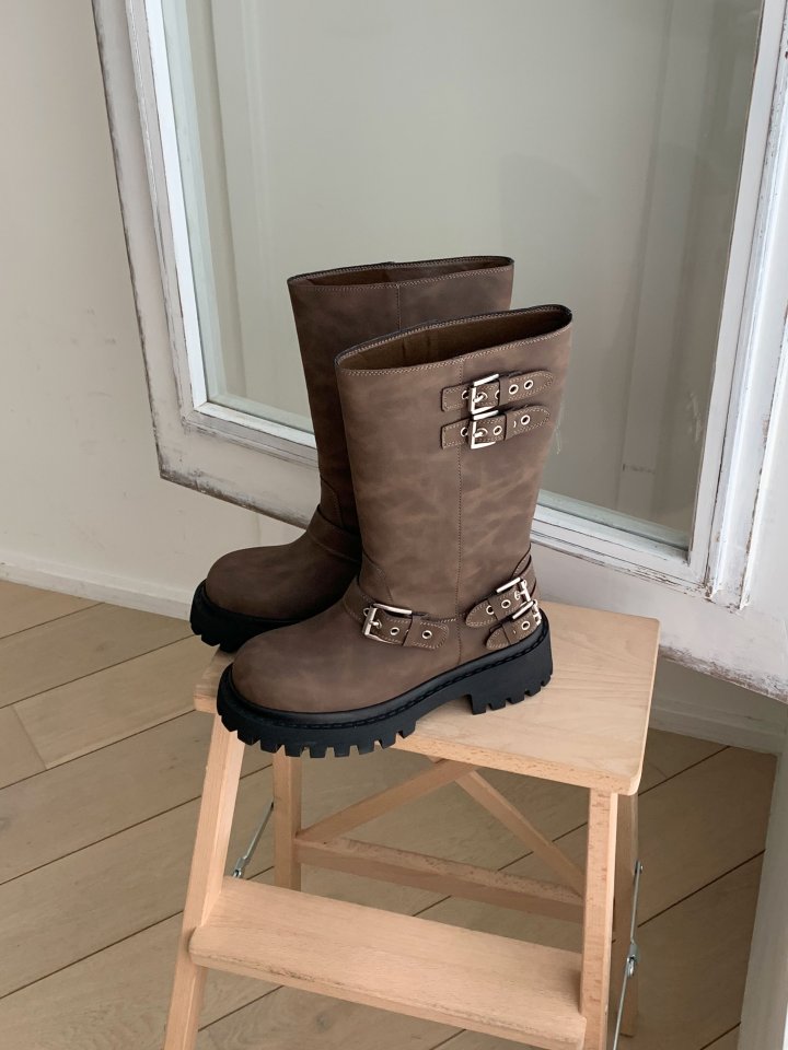 Vade - Korean Women Fashion - #womensfashion - Rider Buckle Half Boots - 2