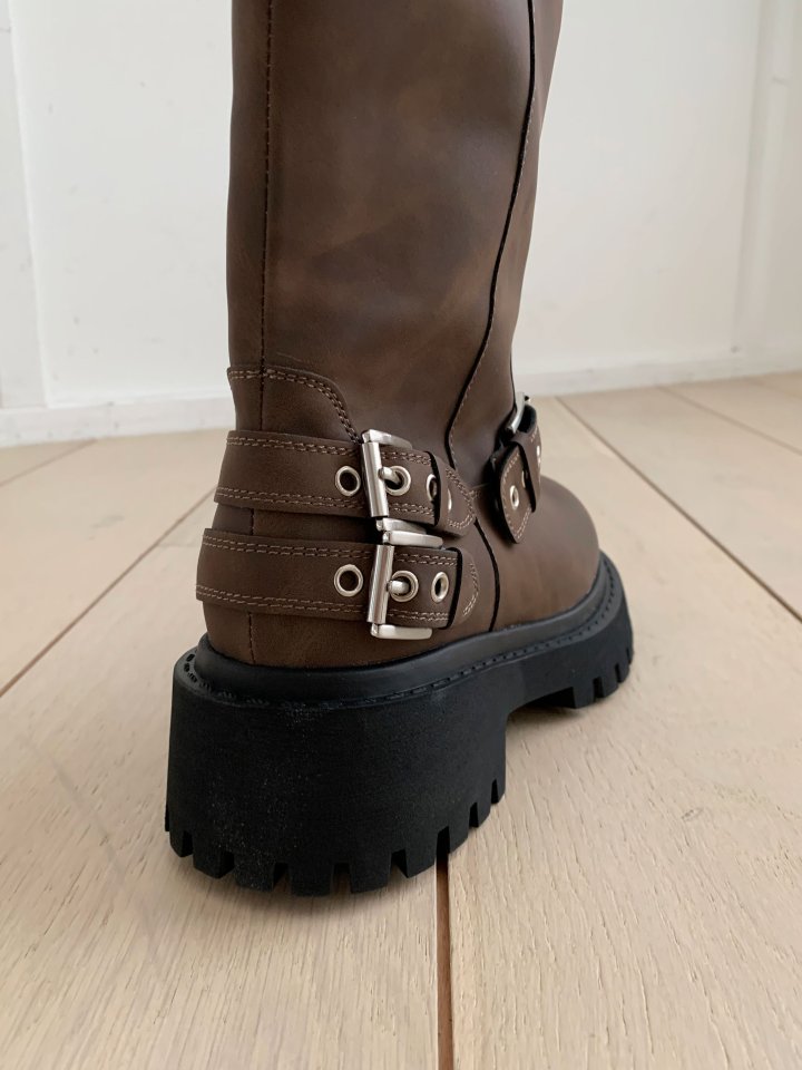 Vade - Korean Women Fashion - #womensfashion - Rider Buckle Half Boots - 8