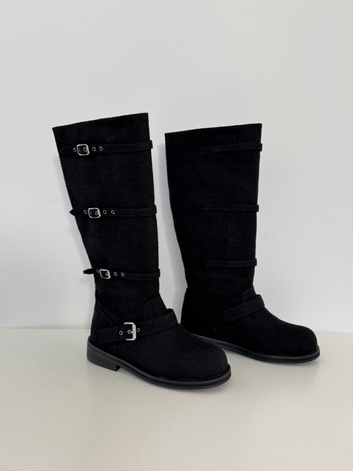 Vade - Korean Women Fashion - #womensfashion - Linen Buckle Middle Half Boots - 2