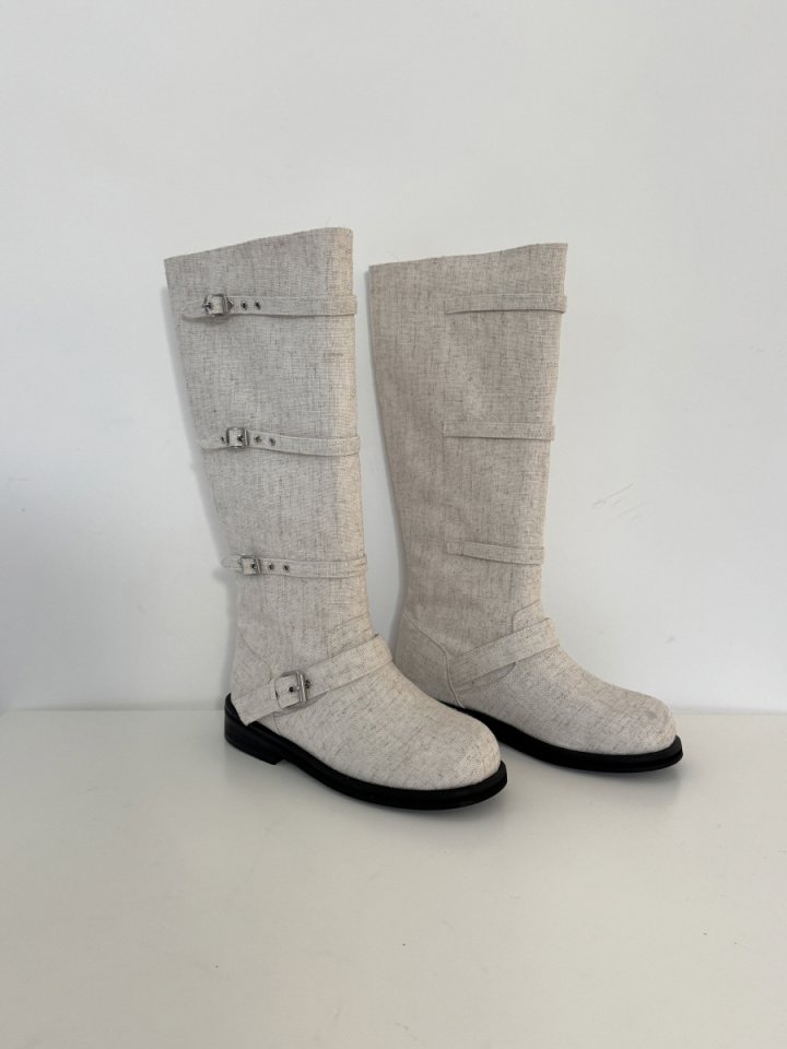 Vade - Korean Women Fashion - #momslook - Linen Buckle Middle Half Boots - 4