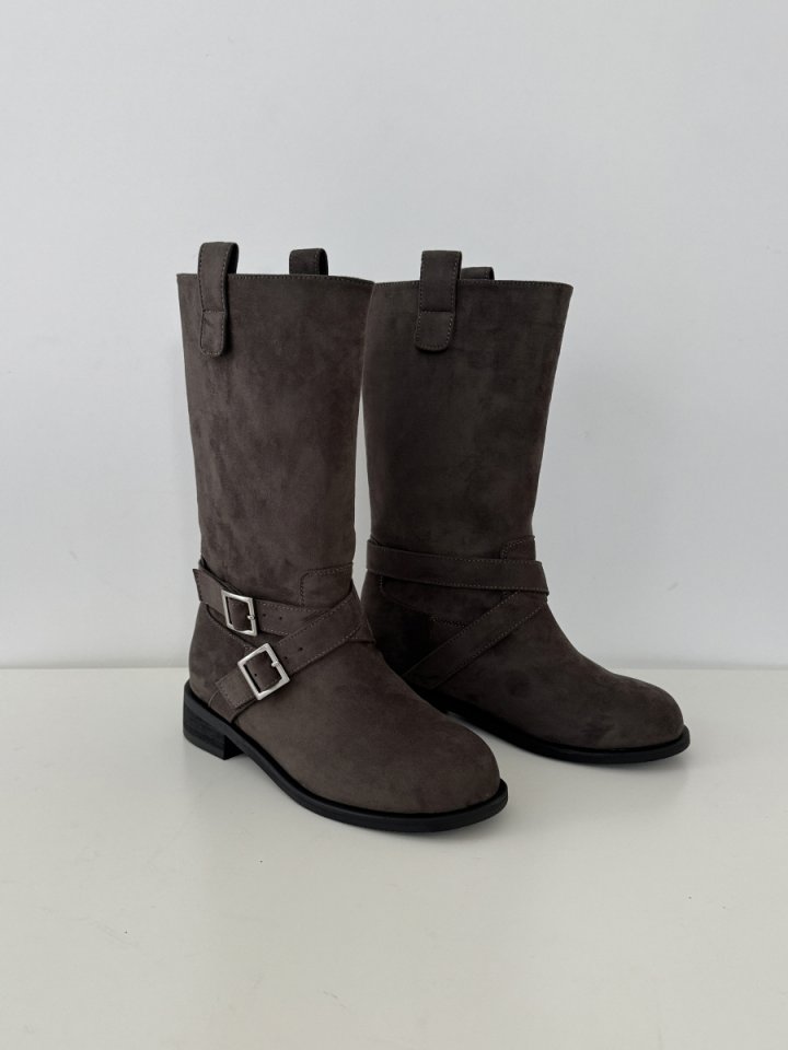 Vade - Korean Women Fashion - #womensfashion - Cross Middle Half Suede Boots - 3