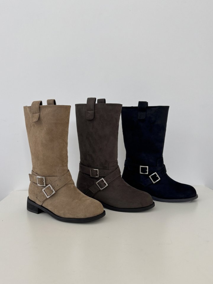 Vade - Korean Women Fashion - #womensfashion - Cross Middle Half Suede Boots - 5