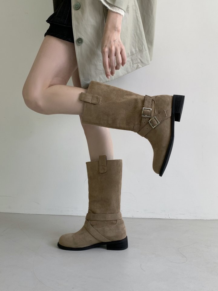 Vade - Korean Women Fashion - #womensfashion - Cross Middle Half Suede Boots - 7