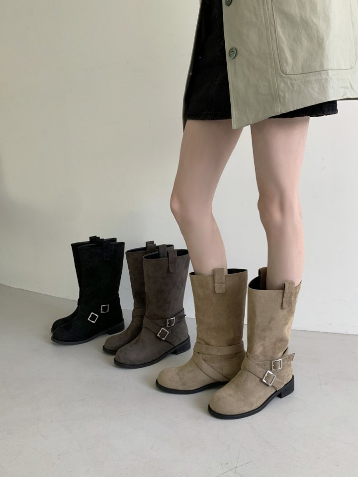 Vade - Korean Women Fashion - #womensfashion - Cross Middle Half Suede Boots - 9