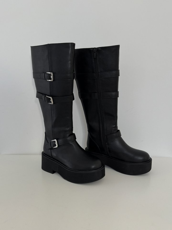 Vade - Korean Women Fashion - #womensfashion - Platform Middle Half Biker Boots - 2