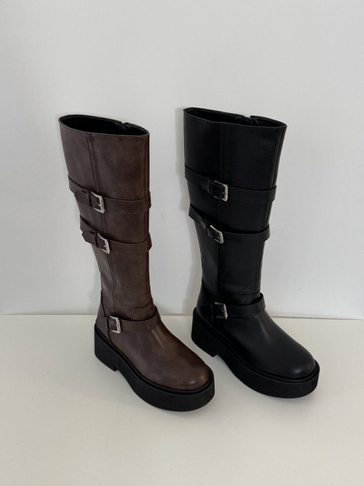 Vade - Korean Women Fashion - #momslook - Platform Middle Half Biker Boots - 4