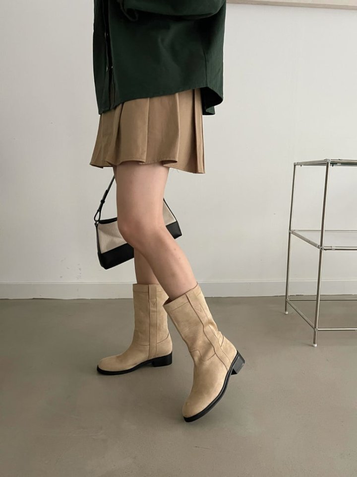 Vade - Korean Women Fashion - #womensfashion - Mid Half Suede Boots - 7
