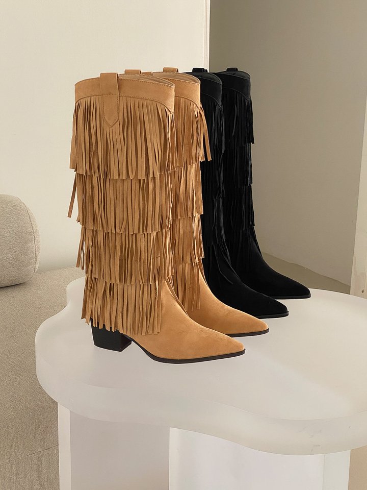 Vade - Korean Women Fashion - #womensfashion - Mid Half Decorated Boots - 12