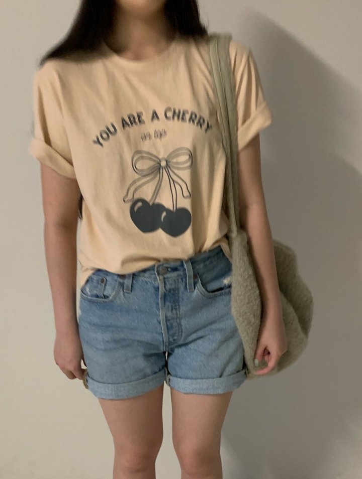 Via - Korean Women Fashion - #momslook - Heart Cherry Tee